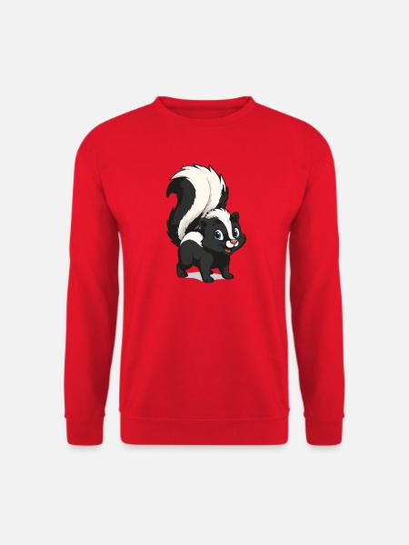 Cute Skunk Cartoon Motif - Unisex Sweatshirt - red