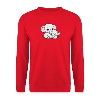 Elefantenmutter kuschelt mit ihrem kleinen Baby - Unisex Pullover - Rot - Vorne - Alina (178cm) & Michal (187cm)