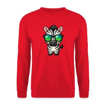 Süßes Zebra Cartoon Kawaii mit Sonnenbrille - Unisex Pullover - Rot - Vorne - Alina (178cm) & Michal (187cm)