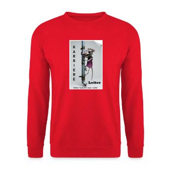 Karriereleiter Ratte Karikatur - Unisex Pullover - Rot - Vorne - Alina (178cm) & Michal (187cm)