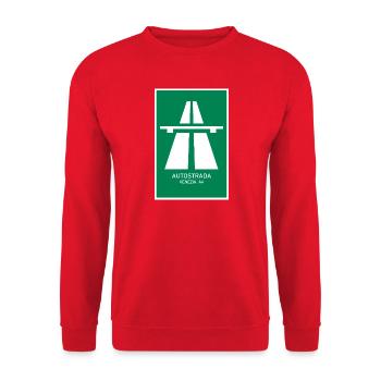 Autostrada Venezia A4 Vintage Poster - Unisex Pullover - Rot - Vorne - Alina (178cm) & Michal (187cm)