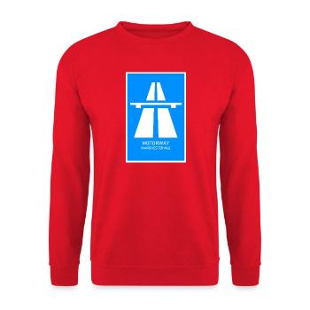 Motorway Manchester M62 Vintage Poster - Unisex Sweatshirt - red - Front - Alina (178cm) & Michal (187cm)
