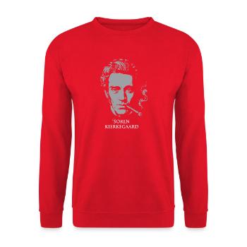Portrait de Soren Kierkegaard avec un cigare - Sweat-shirt Unisexe - rouge - Devant - Alina (178cm) & Michal (187cm)