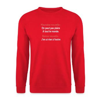 Mauvaise nouvelle, bonne nouvelle - Sweat-shirt Unisexe - rouge - Devant - Alina (178cm) & Michal (187cm)