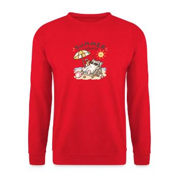 Summer Cat Beach Vibes - Unisex Sweatshirt - red - Front - Alina (178cm) & Michal (187cm)