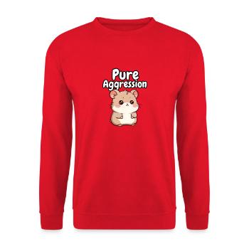Pure Aggression Hamster - Unisex Sweatshirt - red - Front - Alina (178cm) & Michal (187cm)