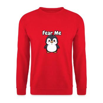 Fear Me Penguin - Unisex Sweatshirt - red - Front - Alina (178cm) & Michal (187cm)