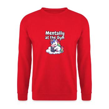 Mentally at the Gym Unicorn - Unisex Sweatshirt - red - Front - Alina (178cm) & Michal (187cm)