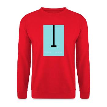 Swimming Competition  Modernes Schwimmsport Poster - Unisex Pullover - Rot - Vorne - Alina (178cm) & Michal (187cm)