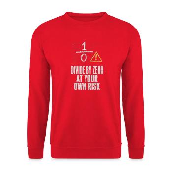 Teilen Durch Null Auf Eigene Gefahr Mathelehrer - Unisex Pullover - Rot - Vorne - Alina (178cm) & Michal (187cm)
