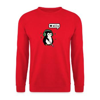 A11y Penguin - Pixel Accessibility - Unisex Pullover - Rot - Vorne - Alina (178cm) & Michal (187cm)