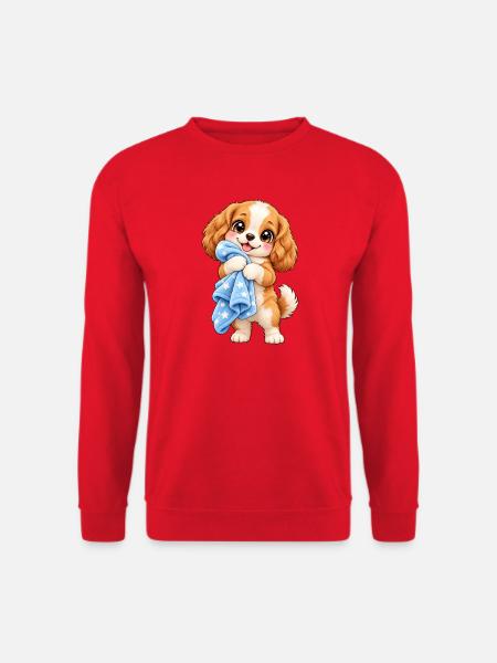 Kawaii-Hund mit seiner Decke - Unisex Pullover - Rot
