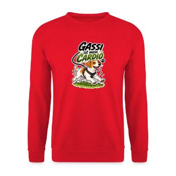 Gassi ist mein Cardio - Unisex Pullover - Rot - Vorne - Alina (178cm) & Michal (187cm)