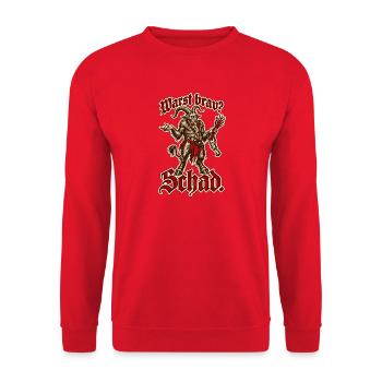 Krampus Warst brav Schad - Unisex Pullover - Rot - Vorne - Alina (178cm) & Michal (187cm)