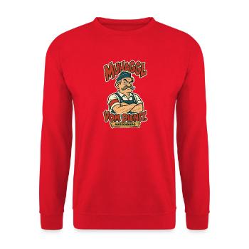 Muhaggl vom Dienst Augschburg - Unisex Pullover - Rot - Vorne - Alina (178cm) & Michal (187cm)
