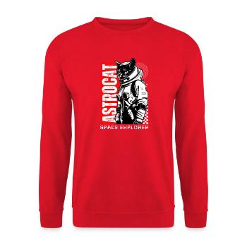 Space Cat Astronaut Astrocat - Unisex Pullover - Rot - Vorne - Alina (178cm) & Michal (187cm)