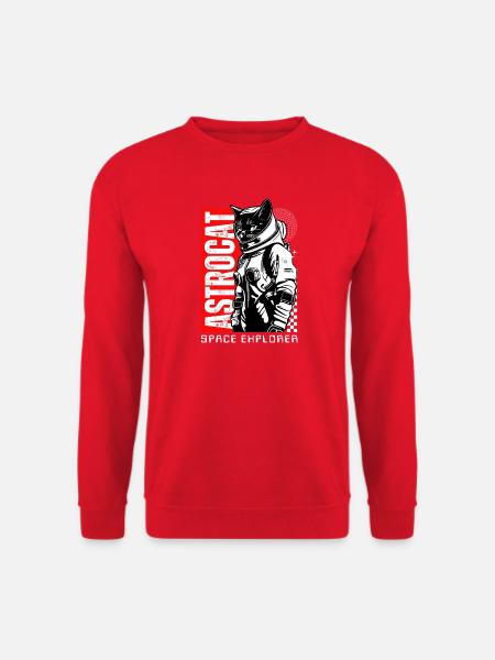 Space Cat Astronaut Astrocat - Unisex Pullover - Rot