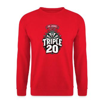 Dart Triple 20 Jubiläum - Unisex Pullover - Rot - Vorne - Alina (178cm) & Michal (187cm)
