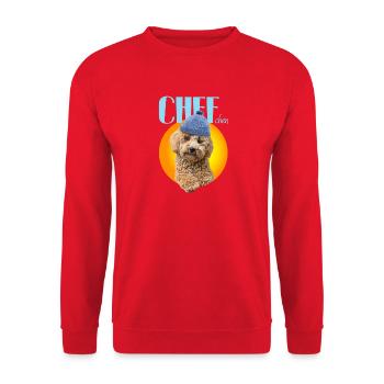 Poodle with poodle hat "Chefchen" - Unisex Sweatshirt - red - Front - Alina (178cm) & Michal (187cm)