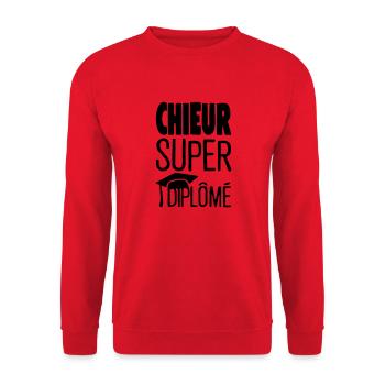 chieur super diplome citation humour chapeau - Sweat-shirt Unisexe - rouge - Devant - Alina (178cm) & Michal (187cm)