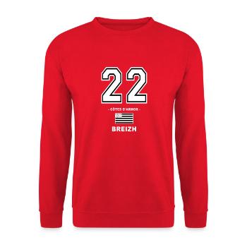 22 breizh bretagne - Sweat-shirt Unisexe - rouge - Devant - Alina (178cm) & Michal (187cm)