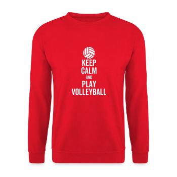 Ruhe bewahren und Volleyball spielen - Unisex Pullover - Rot - Vorne - Alina (178cm) & Michal (187cm)