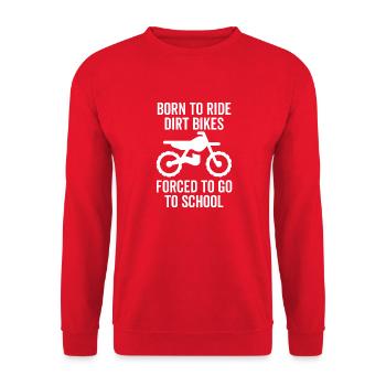 Né pour faire du vélo tout-terrain forcé d’aller à l’école - Sweat-shirt Unisexe - rouge - Devant - Alina (178cm) & Michal (187cm)