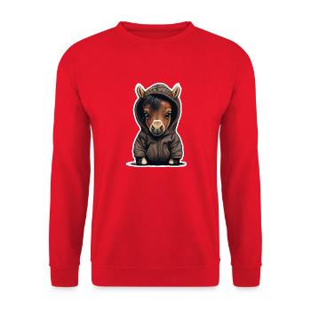 Babypferd mit Hoodie - Unisex Pullover - Rot - Vorne - Alina (178cm) & Michal (187cm)