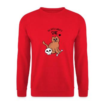 I'll Eat U When U Die Cat - Unisex Sweatshirt - red - Front - Alina (178cm) & Michal (187cm)