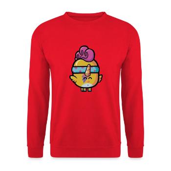 Licorne Poussin - Sweat-shirt Unisexe - rouge - Devant - Alina (178cm) & Michal (187cm)