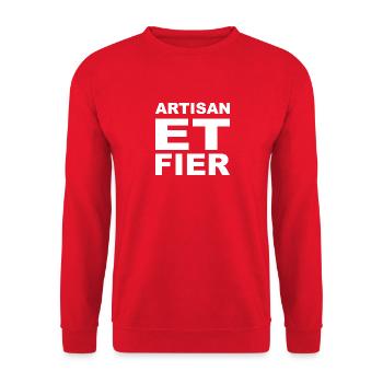 Artisan et Fier - Sweat-shirt Unisexe - rouge - Devant - Alina (178cm) & Michal (187cm)