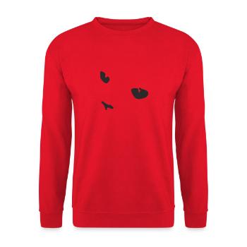 #24 Katzengesicht - Unisex Pullover - Rot - Vorne - Alina (178cm) & Michal (187cm)