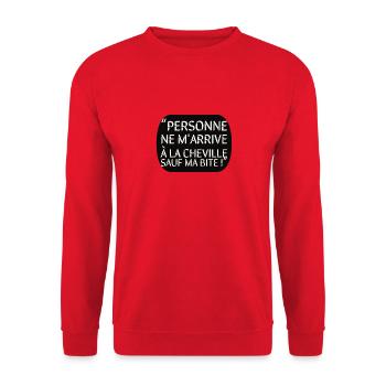 personne ne m'arrive à la cheville - Sweat-shirt Unisexe - rouge - Devant - Alina (178cm) & Michal (187cm)