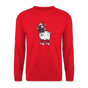 Verträumtes Schaf - Unisex Pullover - Rot - Vorne - Alina (178cm) & Michal (187cm)