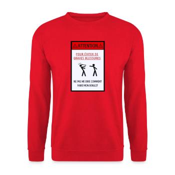 Ne pas me dire comment faire mon boulot [affiche] - Sweat-shirt Unisexe - rouge - Devant - Alina (178cm) & Michal (187cm)