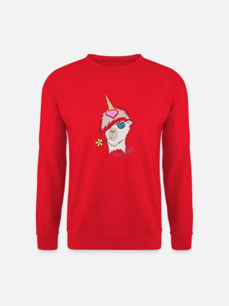 Alpaka / Lama - Unikorn? That's fake! - Unisex Pullover - Rot