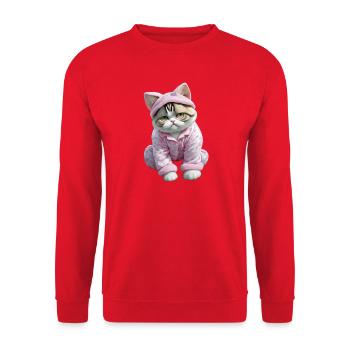 Chats chat mignon en pyjama rose avec des coeurs - Sweat-shirt Unisexe - rouge - Devant - Alina (178cm) & Michal (187cm)