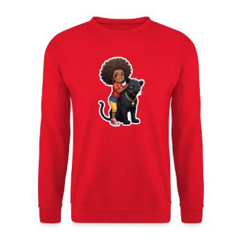 Enfants avec une panthère noire - Sweat-shirt Unisexe - rouge - Devant - Alina (178cm) & Michal (187cm)