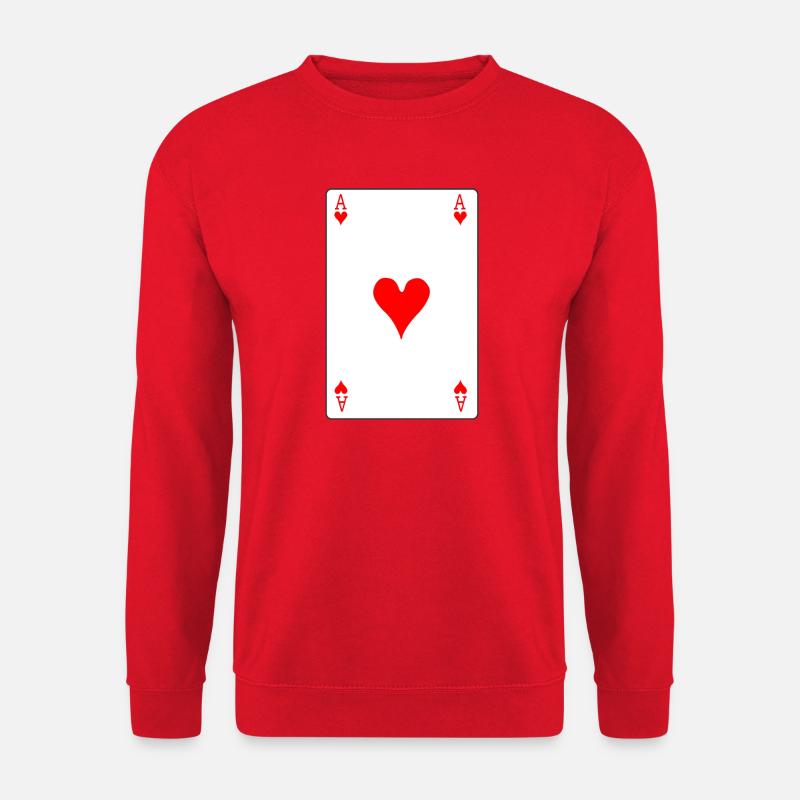 Spielkarte Herz-Ass - Unisex Pullover - Rot