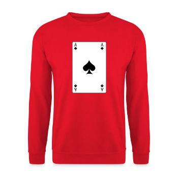 Spielkarte Pik-Ass - Unisex Pullover - Rot - Vorne - Alina (178cm) & Michal (187cm)