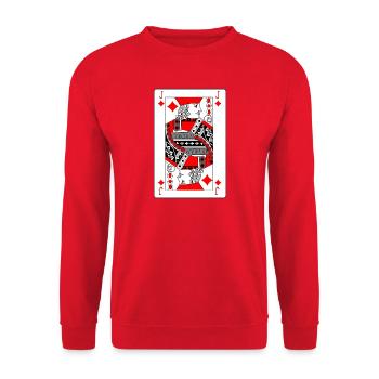 Spielkarte Diamant Bauer - Unisex Pullover - Rot - Vorne - Alina (178cm) & Michal (187cm)