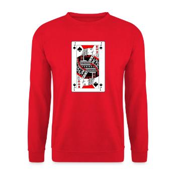 Spielkarten-Pik-Bube - Unisex Pullover - Rot - Vorne - Alina (178cm) & Michal (187cm)
