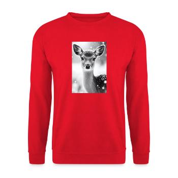Tranquil Deer in Snowy Forest - Unisex Sweatshirt - red - Front - Alina (178cm) & Michal (187cm)