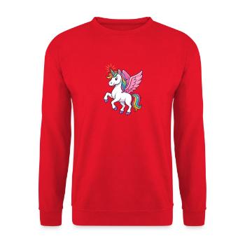 Licorne majestueuse avec crinière et épingle arc-en-ciel - Sweat-shirt Unisexe - rouge - Devant - Alina (178cm) & Michal (187cm)