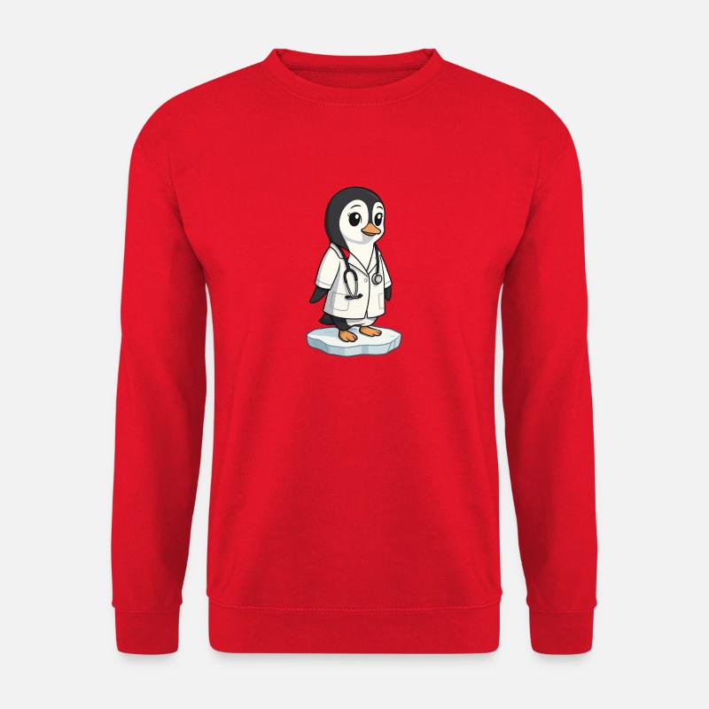 Pflege-Pinguin im Arztkittel - Unisex Pullover - Rot