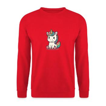 Pastel Unicorn Rainbow Mane - Unisex Sweatshirt - red - Front - Alina (178cm) & Michal (187cm)