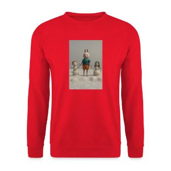 Funny Easter Bunny Family Felt Art - Unisex Sweatshirt - red - Front - Alina (178cm) & Michal (187cm)