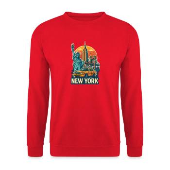 Illustration des monuments emblématiques de la ville de New York - Sweat-shirt Unisexe - rouge - Devant - Alina (178cm) & Michal (187cm)