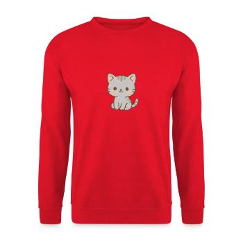 Niedliche Katze Elektrisches Muster Design - Unisex Pullover - Rot - Vorne - Alina (178cm) & Michal (187cm)