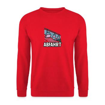 Abfahrt Skilift Landschaftsdesign - Unisex Pullover - Rot - Vorne - Alina (178cm) & Michal (187cm)